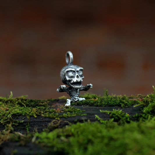 Skull skeleton 925 pendant necklace accessory, unique and funny jewelry necklace gift for human skeleton - Craftsman Made