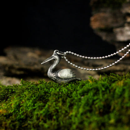 Silver Bird Necklace, Crane Necklace,Origami Animal Jewelry, Personalized Gift, Best Friend Gift, Coworker Gift - Craftsman Made