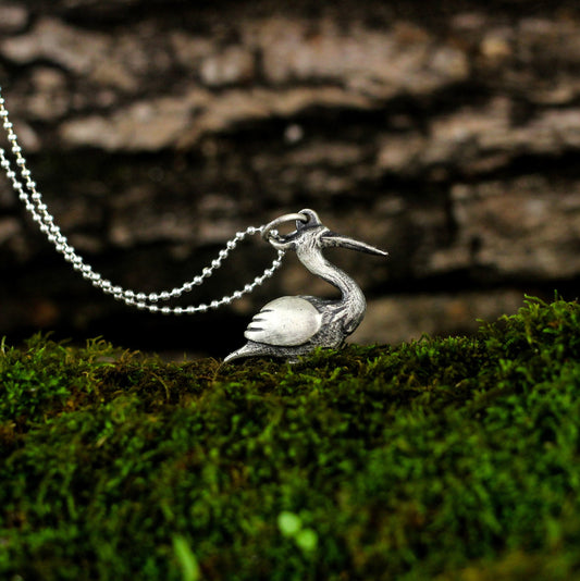 Silver Bird Necklace, Crane Necklace,Origami Animal Jewelry, Personalized Gift, Best Friend Gift, Coworker Gift - Craftsman Made