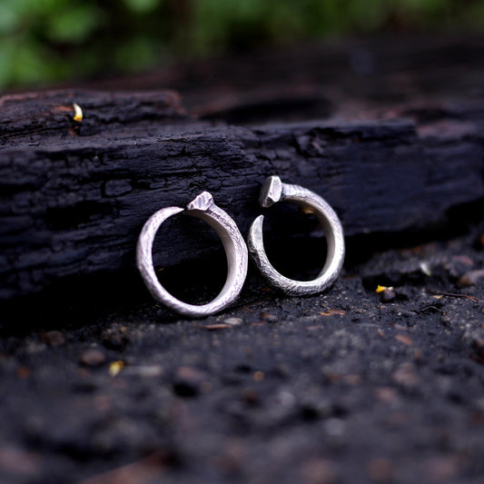 Nail couple 925 silver ring, couple's unique rivet ring 925 silver, love charm gift jewelry - Craftsman Made - SATANHORN