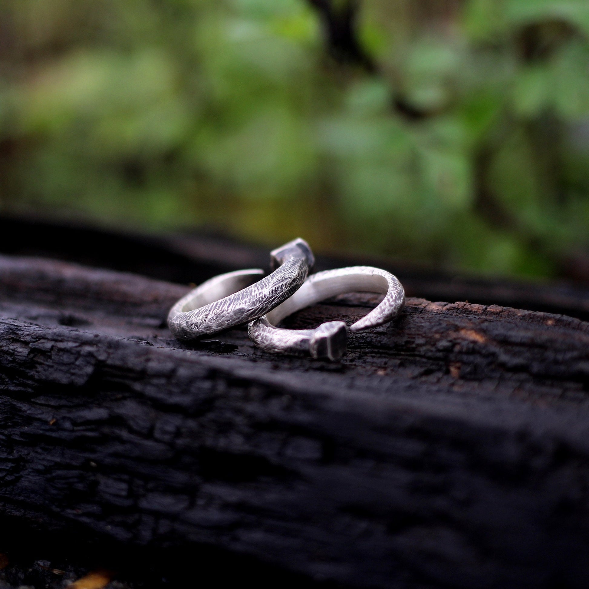 Nail couple 925 silver ring, couple's unique rivet ring 925 silver, love charm gift jewelry - Craftsman Made - SATANHORN