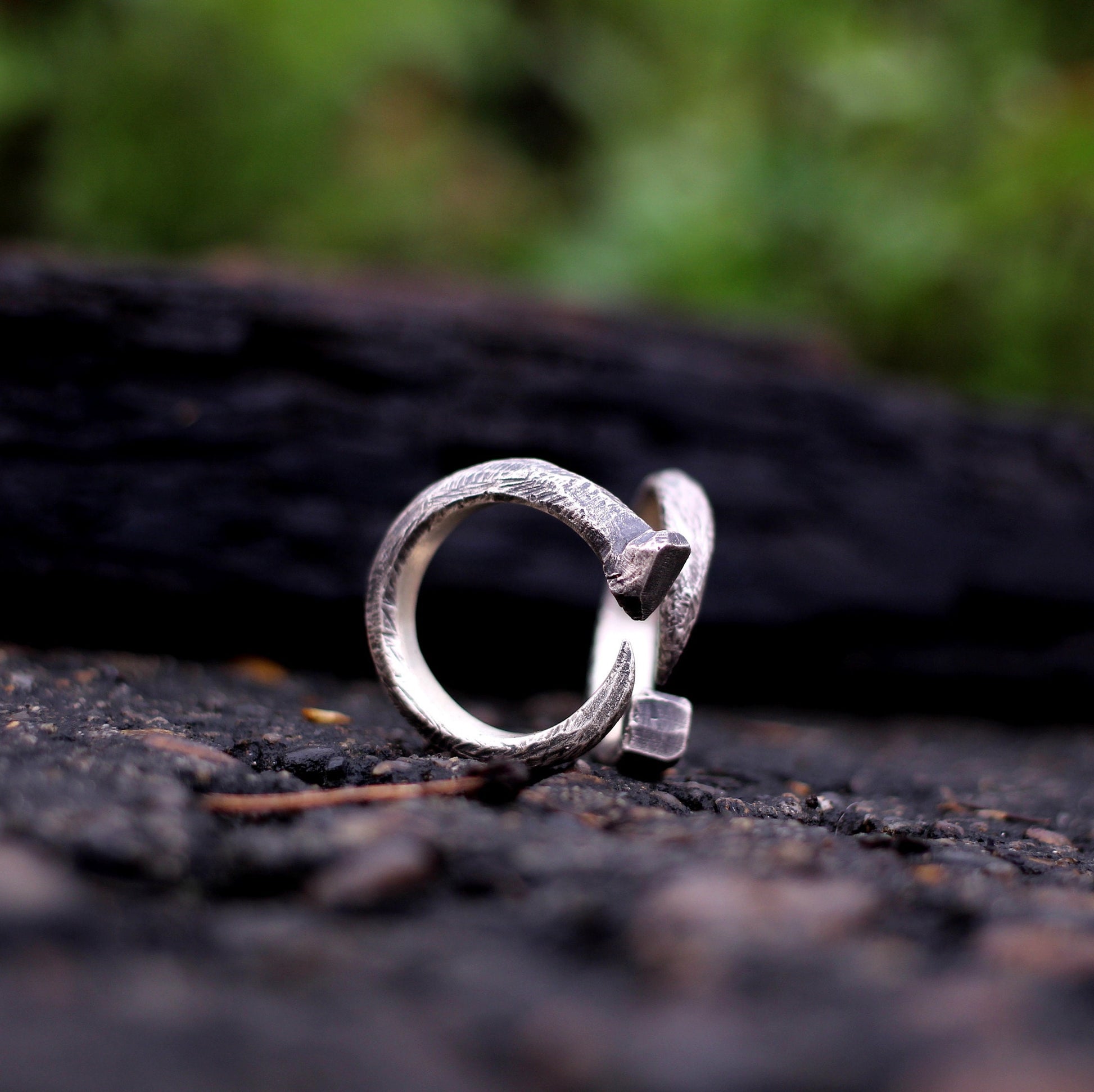Nail couple 925 silver ring, couple's unique rivet ring 925 silver, love charm gift jewelry - Craftsman Made - SATANHORN