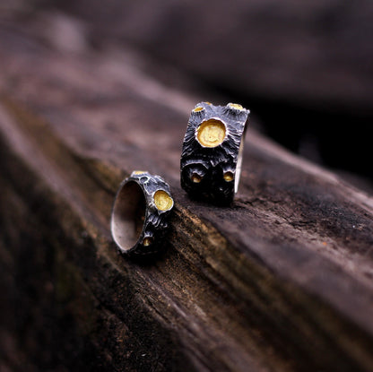 Moon couple 925 silver ring, couple's unique personality moon volcano ring 925 silver, love charm gift jewelry - Craftsman Made - SATANHORN