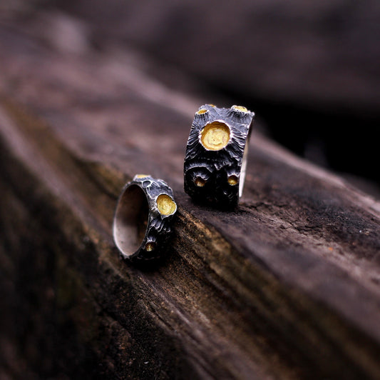 Moon couple 925 silver ring, couple's unique personality moon volcano ring 925 silver, love charm gift jewelry - Craftsman Made - SATANHORN