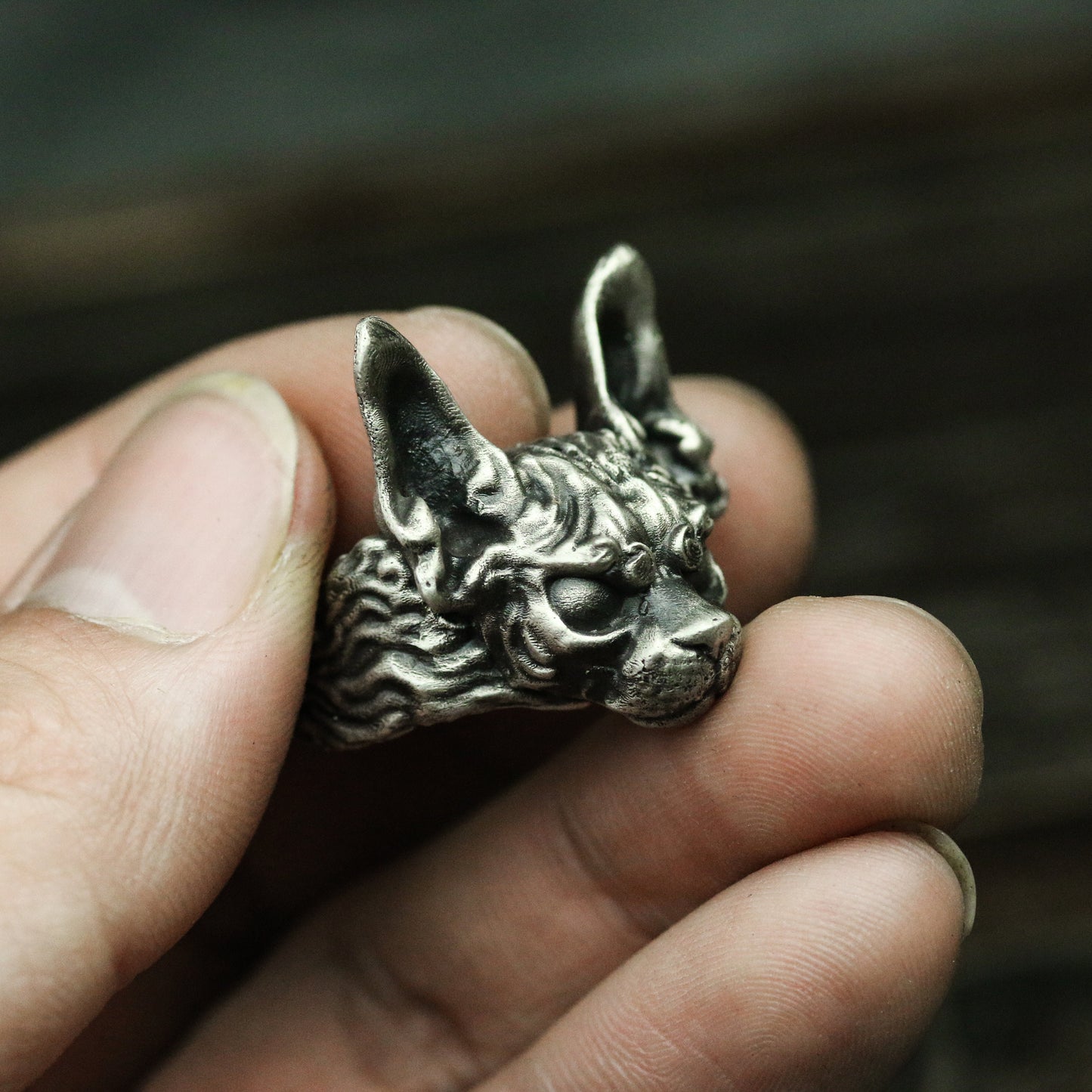 Hairless cat 925 silver ring, Pet cat silver jewelry,Canadian Hairless,Cat ring, sterling silver cat ring, original ring - Craftsmen made