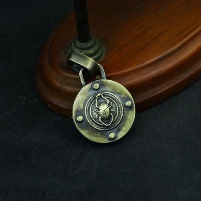 Egyptian Scarab Coin Necklace Pendant-925 Silver/Brass-Ancient Egyptian Myth Scarab-Craftsman made - SATANHORN