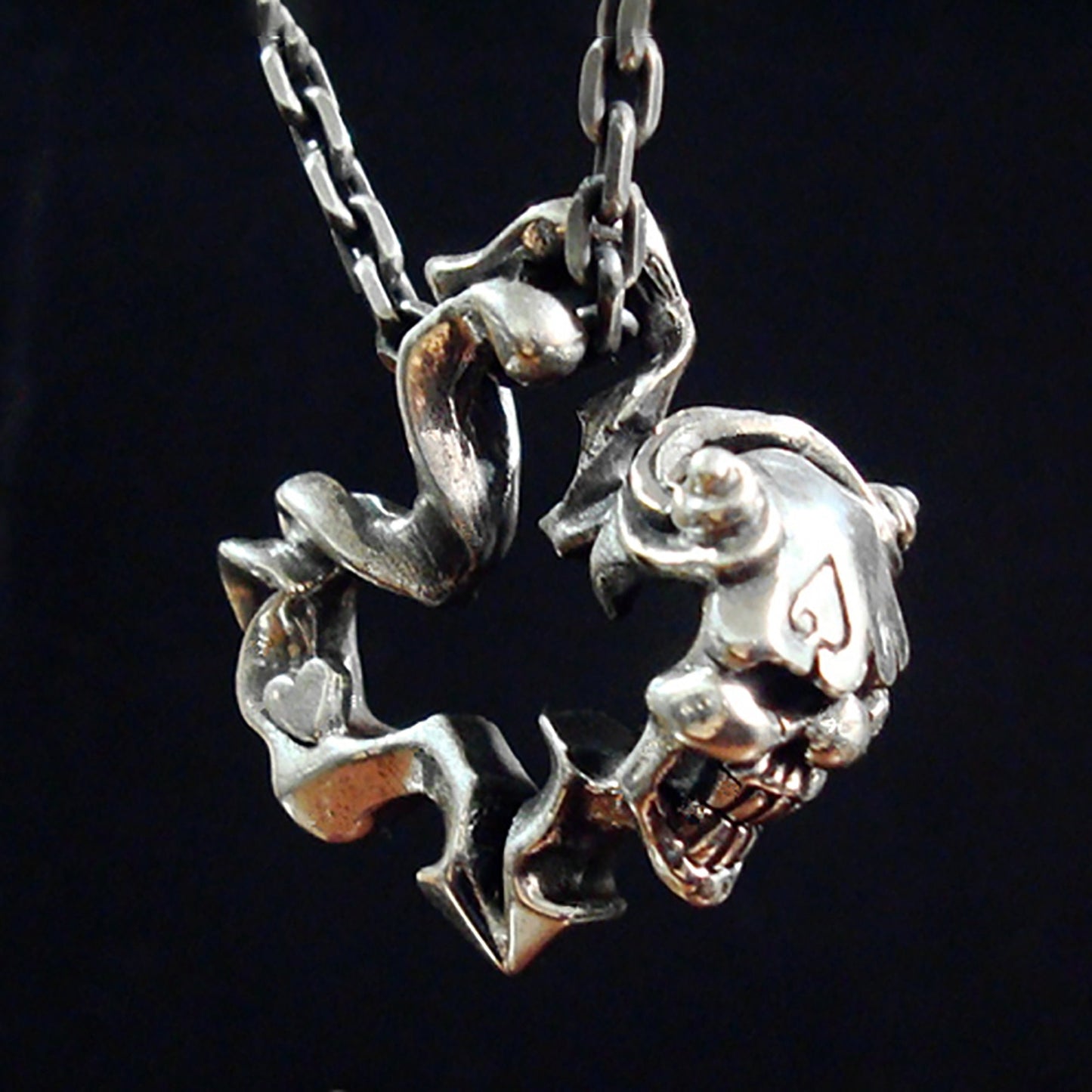 925 Sterling Silver Poker Skull Pendant, Anatomical Skull, Men's Necklace, Gothic Jewelry - Handmade