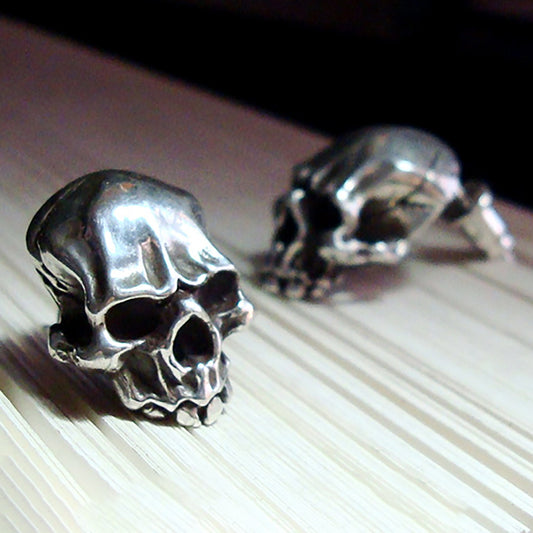 Skull ear studs, skull jewelry, sterling silver ear studs-handmade