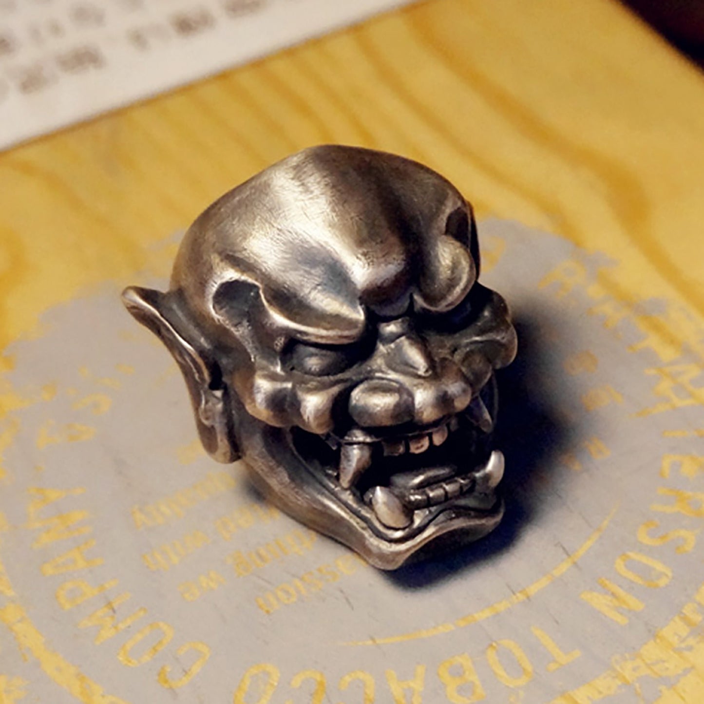 Japanese prajna demon ring, samurai mask ring,Demon Skull Ring