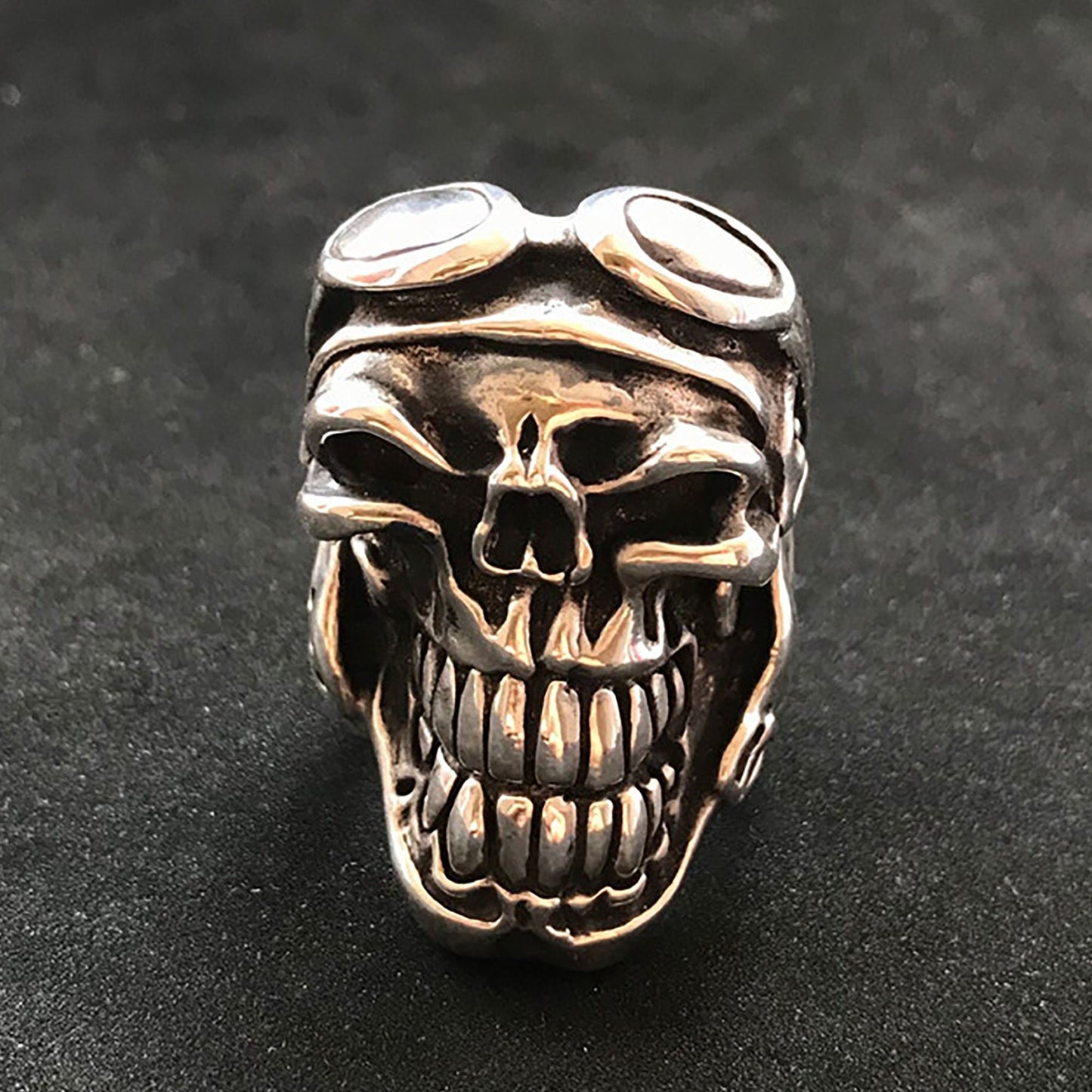 Pilot skull ring, skull ring, silver ring, sterling silver pilot skull ring, gift to him-original handmade