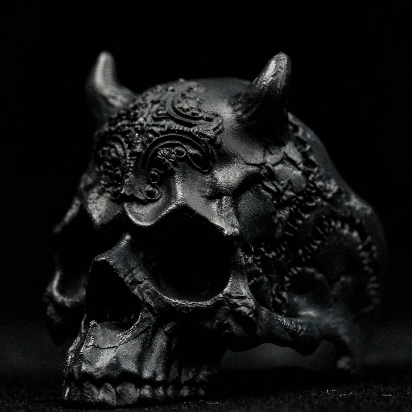 Mechanical Skull Ring, Jawless Skull Silver Ring, Delicate Engraved Sterling Silver Ring, Men's Skull Skull Ring Knight Skull Jewelry