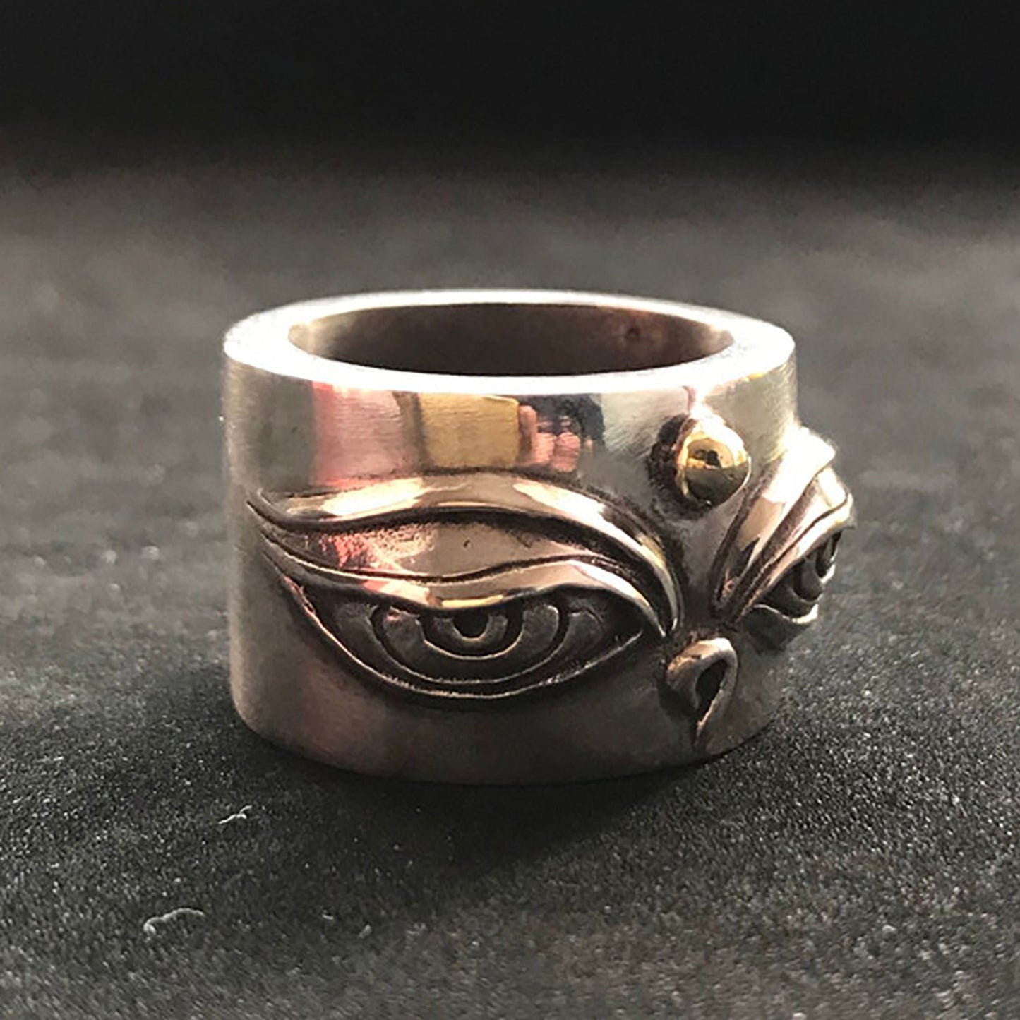 925 sterling silver Buddha eye ring, Buddha statue jewelry, meditation jewelry, Buddha eye, Buddha face ring, Chinese antique