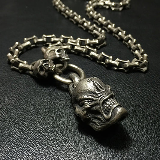 925 Sterling Silver Shaped Skull Pendant, Skull Pendant, Silver Pendant, Men's Necklace, Men's Pendant, Gift for Him - Handmade