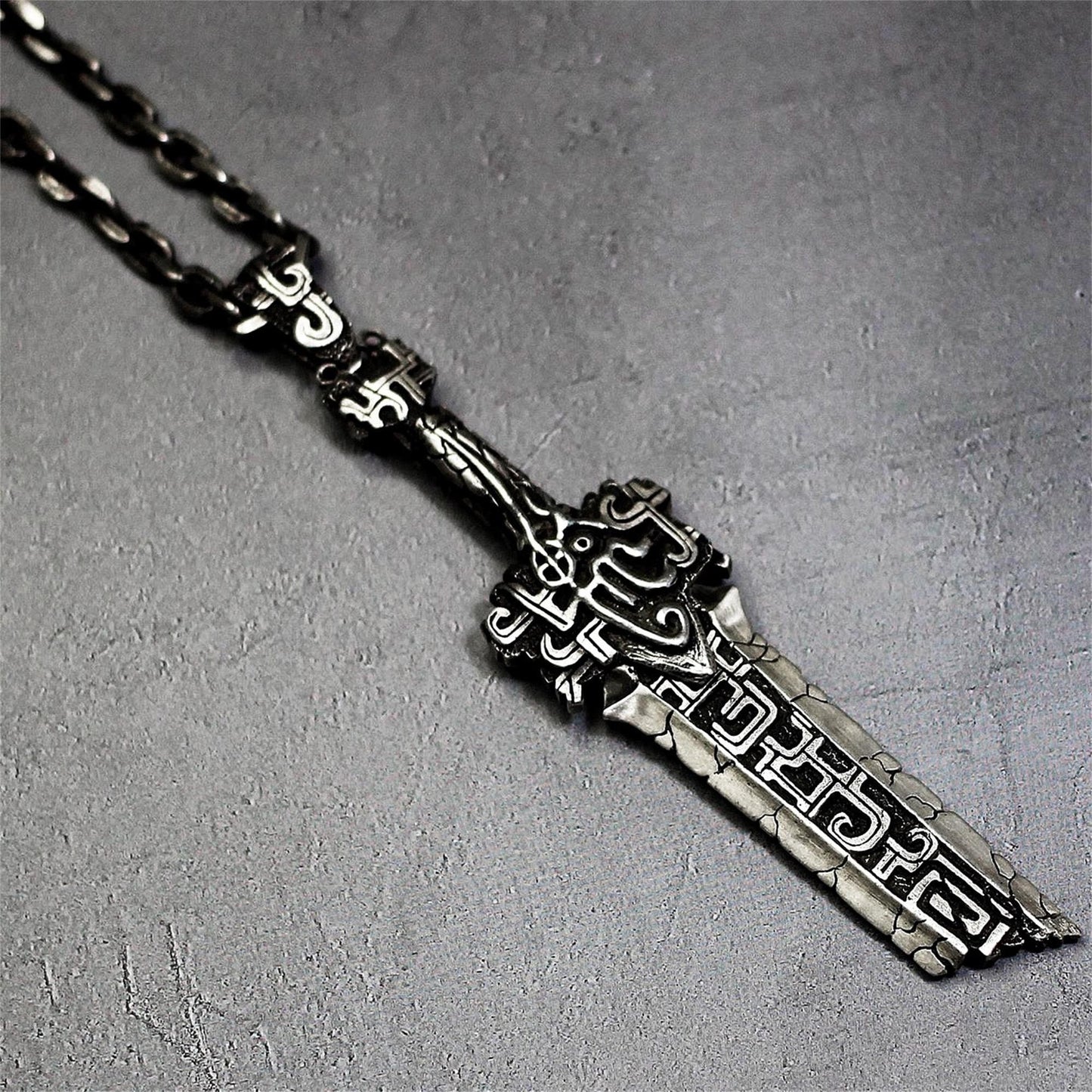 Broken Sword 925 silver pendant, sterling silver weapon sword necklace pendant, ancient sword 925 sterling silver jewelry-Craftsmen made