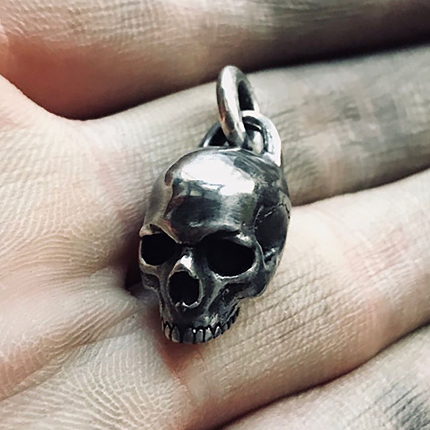 925 sterling silver skull pendant, skull necklace, skull pendant, vintage pendant, bohemian pendant