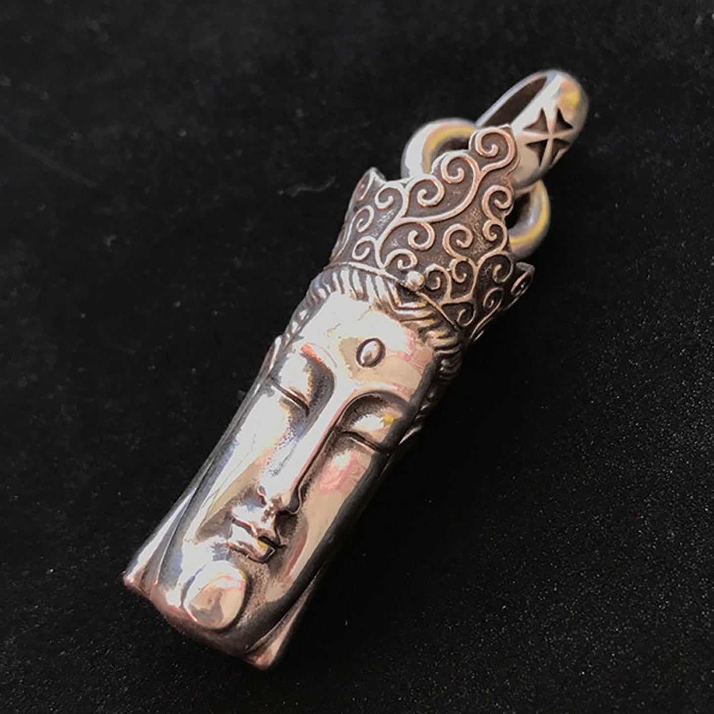 Buddhist Avalokitesvara Pendant Necklace, 925 Sterling Silver Necklace, Buddhist Jewelry - Hand Carved