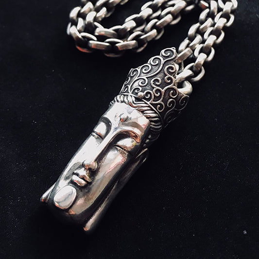 Buddhist Avalokitesvara Pendant Necklace, 925 Sterling Silver Necklace, Buddhist Jewelry - Hand Carved