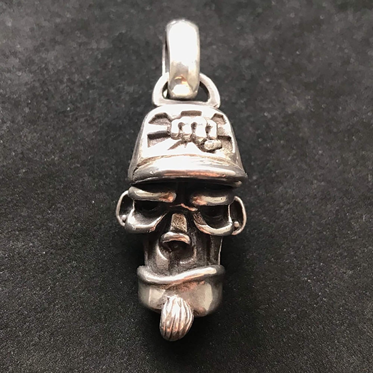 925 Sterling Silver Santa Skull Pendant, Skull Necklace, Santa Claus, Christmas Gifts, Father's Day Gifts, Holiday Gifts - Handmade