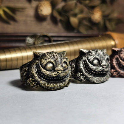 Cheshire Cat 925 Silver Ring,Alice in Wonderland,Cat Jewelry,Garfield Ring,Sterling Silver Cat Ring,original ring,Silver Cat-Craftsmen made - SATANHORN