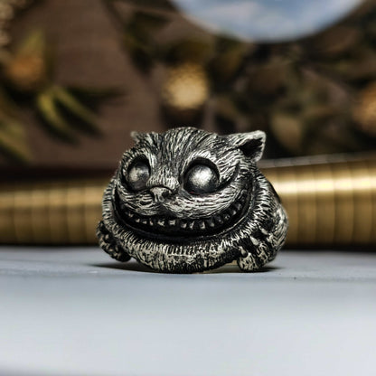 Cheshire Cat 925 Silver Ring,Alice in Wonderland,Cat Jewelry,Garfield Ring,Sterling Silver Cat Ring,original ring,Silver Cat-Craftsmen made - SATANHORN