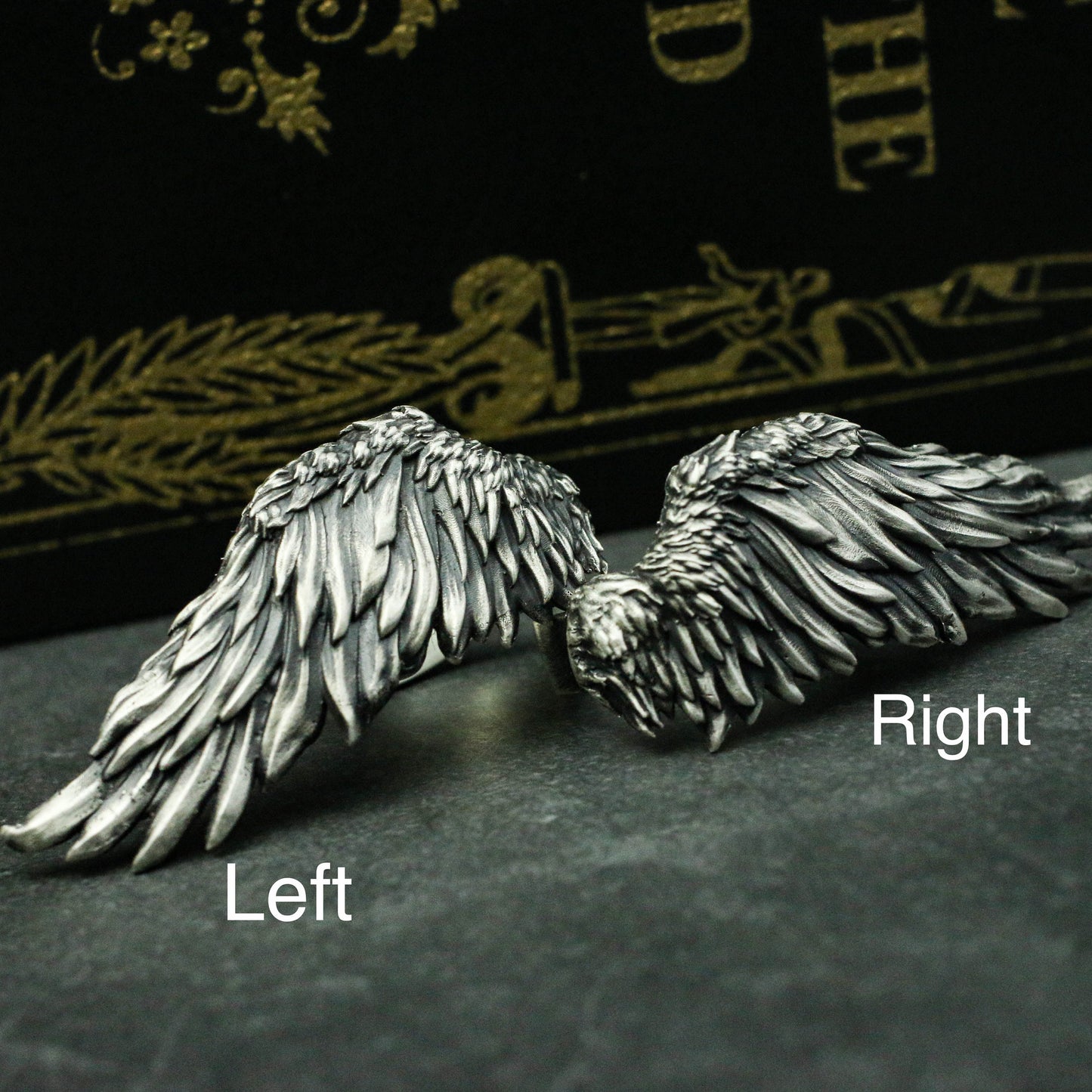 Angel wings 925 silver big ring, flying wings indie ring, unique sterling silver gothic vintage handmade gift-craftsman made