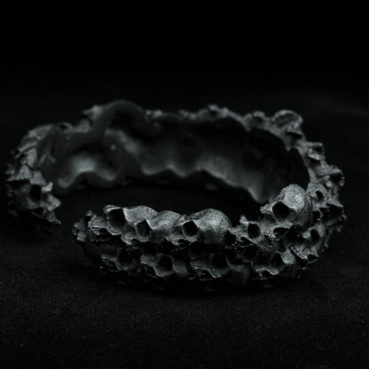 Thousand Faces Skull Bracelet, Death Ghost Bracelet, Satanic Hell Bracelet, Adjustable Size Silver Bracelet - Artisan Make Jewelry..