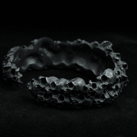 Thousand Faces Skull Bracelet, Death Ghost Bracelet, Satanic Hell Bracelet, Adjustable Size Silver Bracelet - Artisan Make Jewelry..