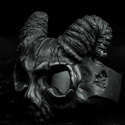 Skull ring, Skull ring for men, Gothic Ring, Sheep Skull-Satan Hell Skull Ring, Jewelry 925