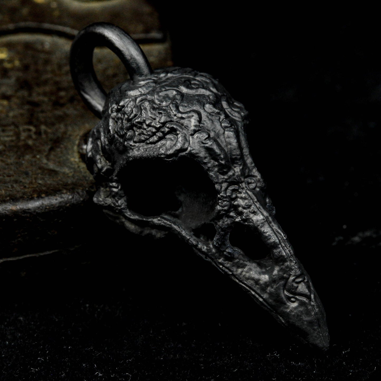 Raven Skull Pendant, 925 silver pendant - Skull Charm, Animal pendant丨Skeleton Silver necklace Pendant.