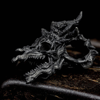 Dragon King 925 Silver Necklace, Dragon head pendant, 925Silver Dragon jewelry, Evil jewelry, sterling silver Pendant jewelry-Craftsman made