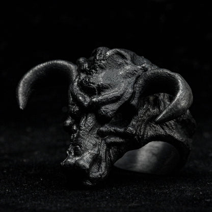 Silver Bull Ring, Mens Bull Ring, 3D Bull Head Ring, Oxidized Mens Ring, Taurus Men Ring, Silver Taurus Ring, Mens Silver Gift Ring