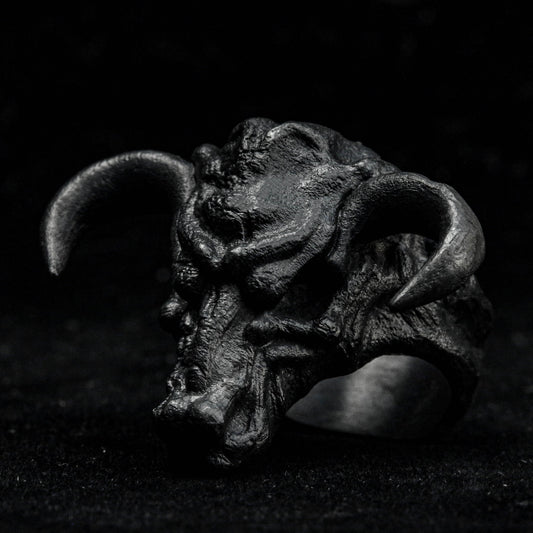 Silver Bull Ring, Mens Bull Ring, 3D Bull Head Ring, Oxidized Mens Ring, Taurus Men Ring, Silver Taurus Ring, Mens Silver Gift Ring