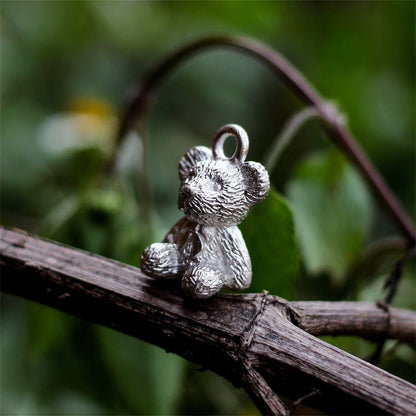 Muppet Bear 925 Silver Pendant Necklace, Little Bear Silver Necklace, 925 Sterling Silver Gift Necklace Pendant for Girls - Craftsman Made - SATANHORN