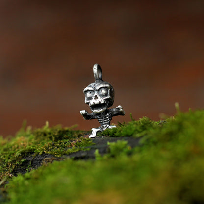 Skull skeleton 925 pendant necklace accessory, unique and funny jewelry necklace gift for human skeleton - Craftsman Made