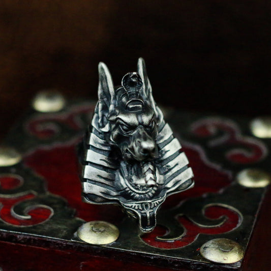 Anubis 925 silver ring, Egyptian god of death Egyptian mythical silver jewelry, protective silver ring-Craftsmen made