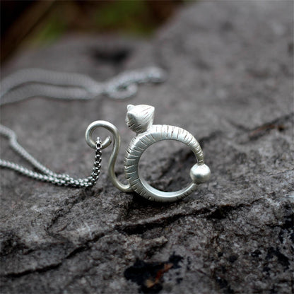 Cute Cat 925 Silver Pendant Necklace, Gift Cat Pendant Kitty Necklace Cat Necklace Small Cat Necklace Friend Gift - Craftsman Made