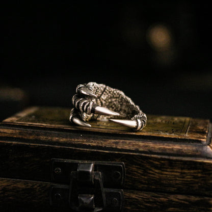 Eagle claw 925 silver ring, goshawk claw ring, sterling silver dragon claw vintage gothic ring gift - craftsman made - SATANHORN