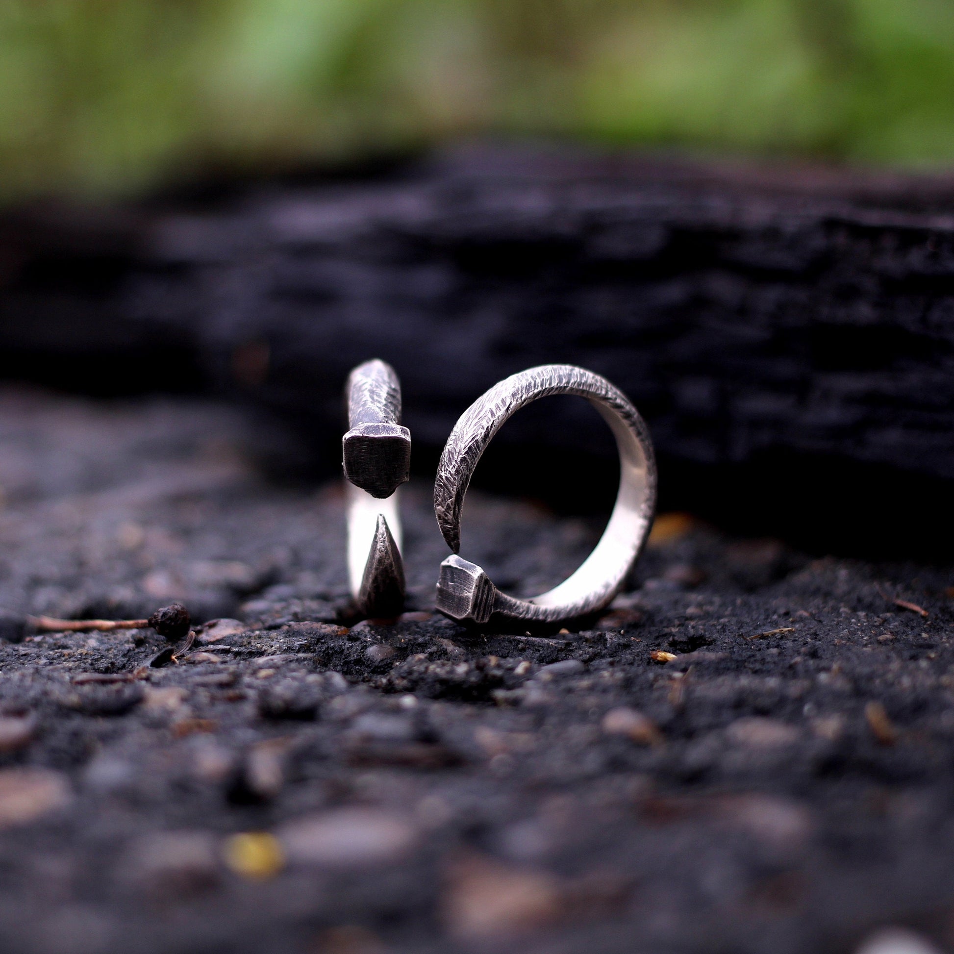 Nail couple 925 silver ring, couple's unique rivet ring 925 silver, love charm gift jewelry - Craftsman Made - SATANHORN