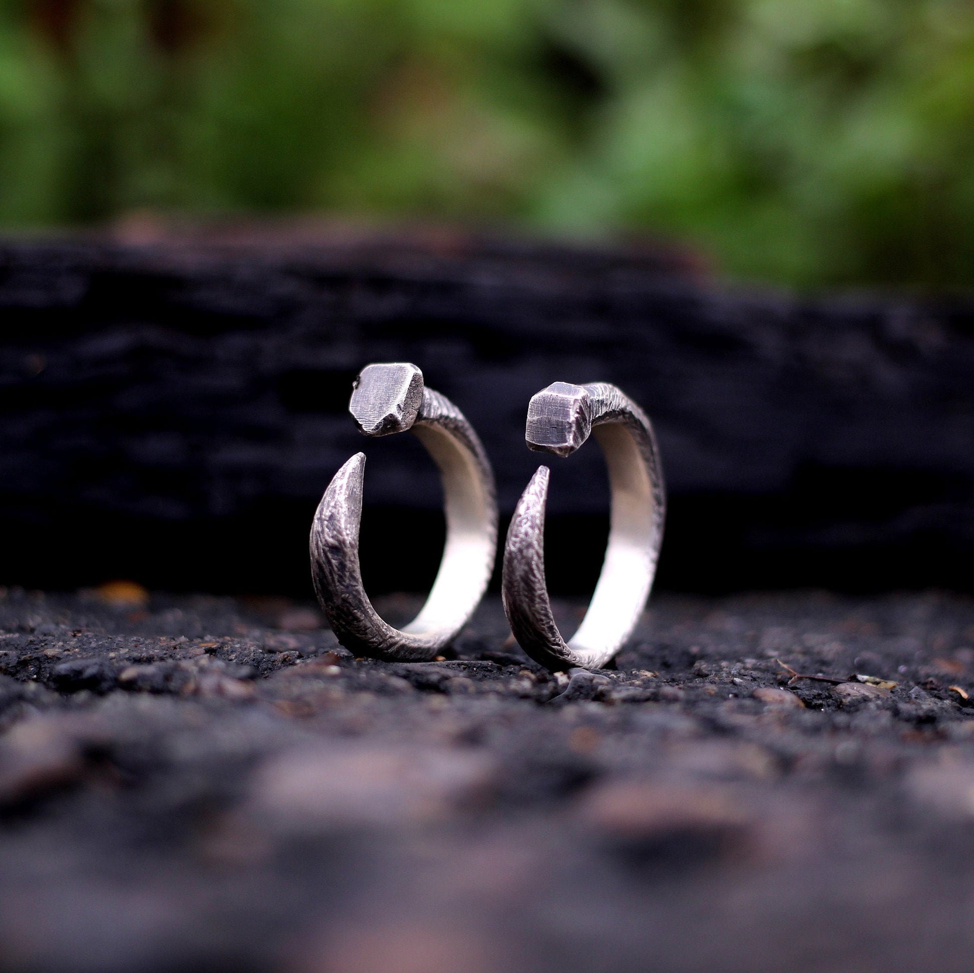 Nail couple 925 silver ring, couple's unique rivet ring 925 silver, love charm gift jewelry - Craftsman Made - SATANHORN