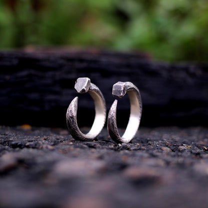 Nail couple 925 silver ring, couple's unique rivet ring 925 silver, love charm gift jewelry - Craftsman Made - SATANHORN