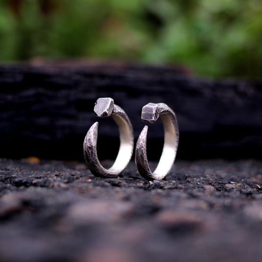 Nail couple 925 silver ring, couple's unique rivet ring 925 silver, love charm gift jewelry - Craftsman Made - SATANHORN