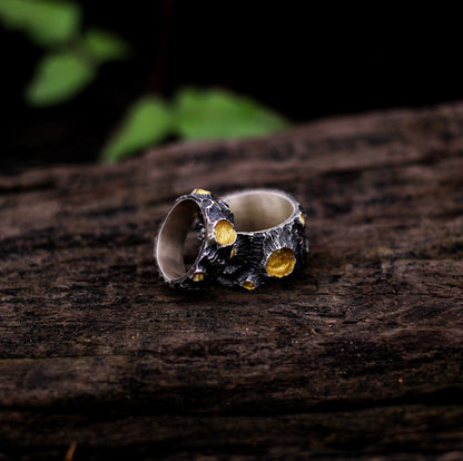 Moon couple 925 silver ring, couple's unique personality moon volcano ring 925 silver, love charm gift jewelry - Craftsman Made - SATANHORN