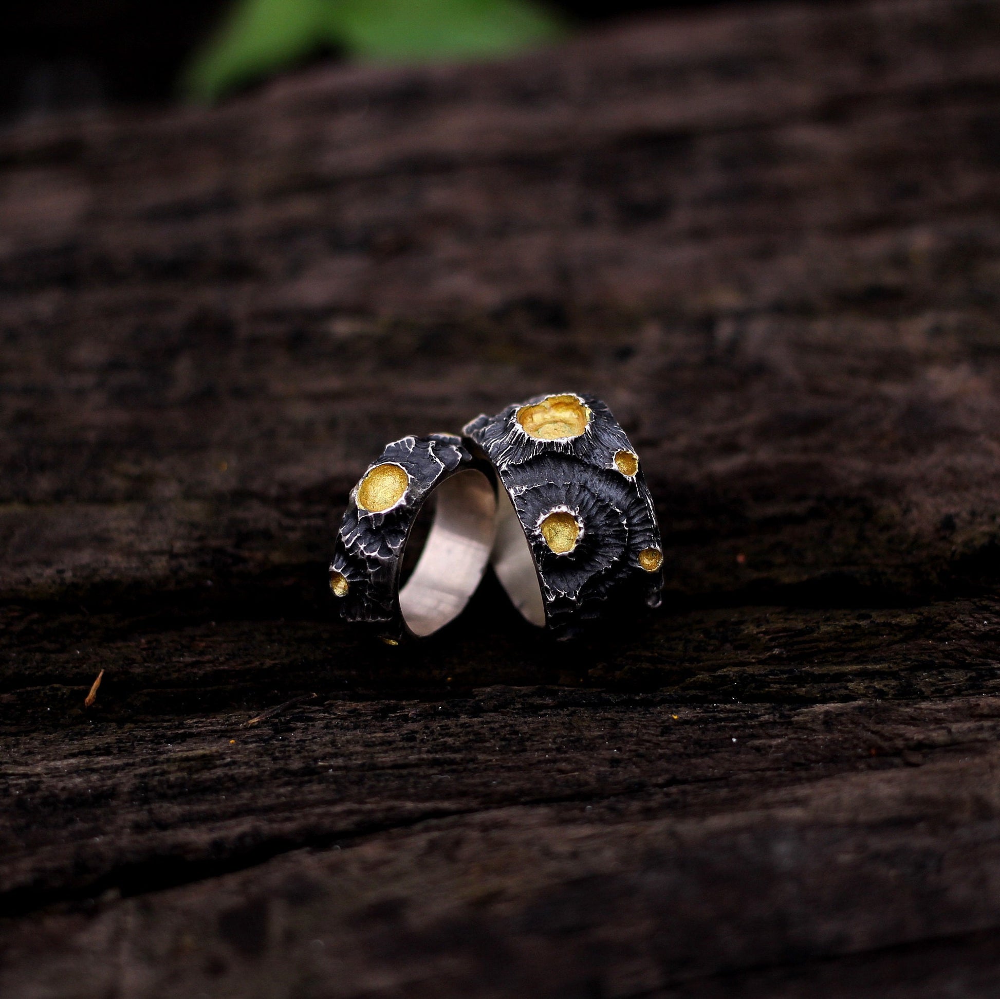 Moon couple 925 silver ring, couple's unique personality moon volcano ring 925 silver, love charm gift jewelry - Craftsman Made - SATANHORN