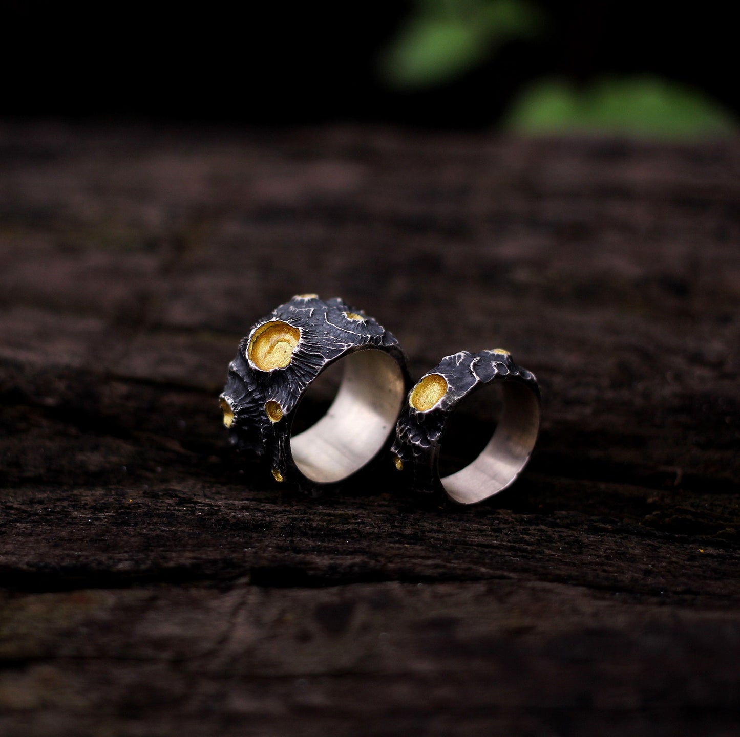 Moon couple 925 silver ring, couple's unique personality moon volcano ring 925 silver, love charm gift jewelry - Craftsman Made - SATANHORN