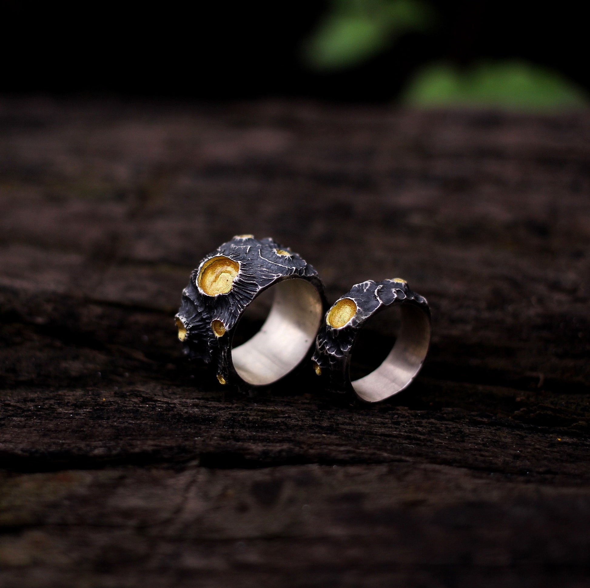 Moon couple 925 silver ring, couple's unique personality moon volcano ring 925 silver, love charm gift jewelry - Craftsman Made - SATANHORN