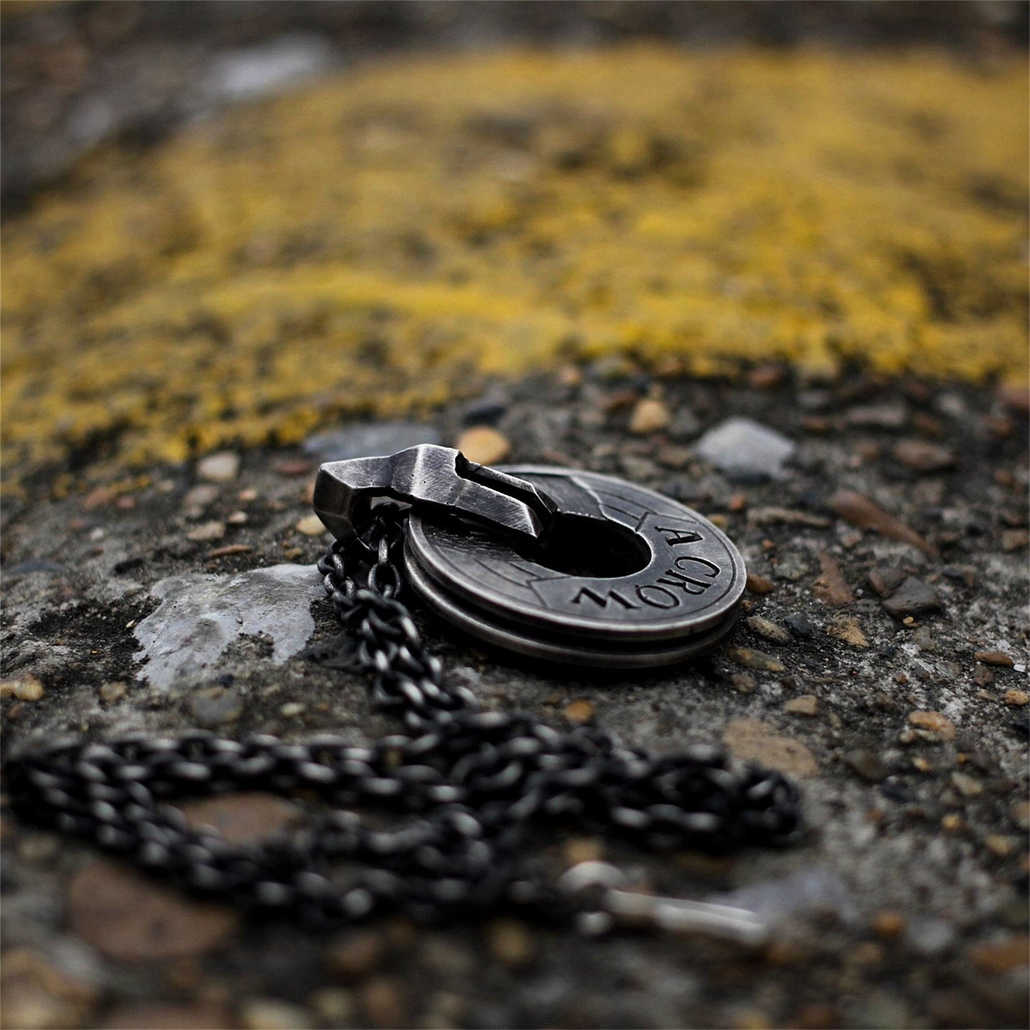 Rotary wheel coin crow 925 silver pendant necklace, punk steam style necklace pendant sterling silver personalized gift-Craftsman made