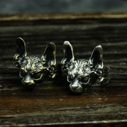 Hairless cat 925 silver ring, Pet cat silver jewelry,Canadian Hairless,Cat ring, sterling silver cat ring, original ring - Craftsmen made - SATANHORN