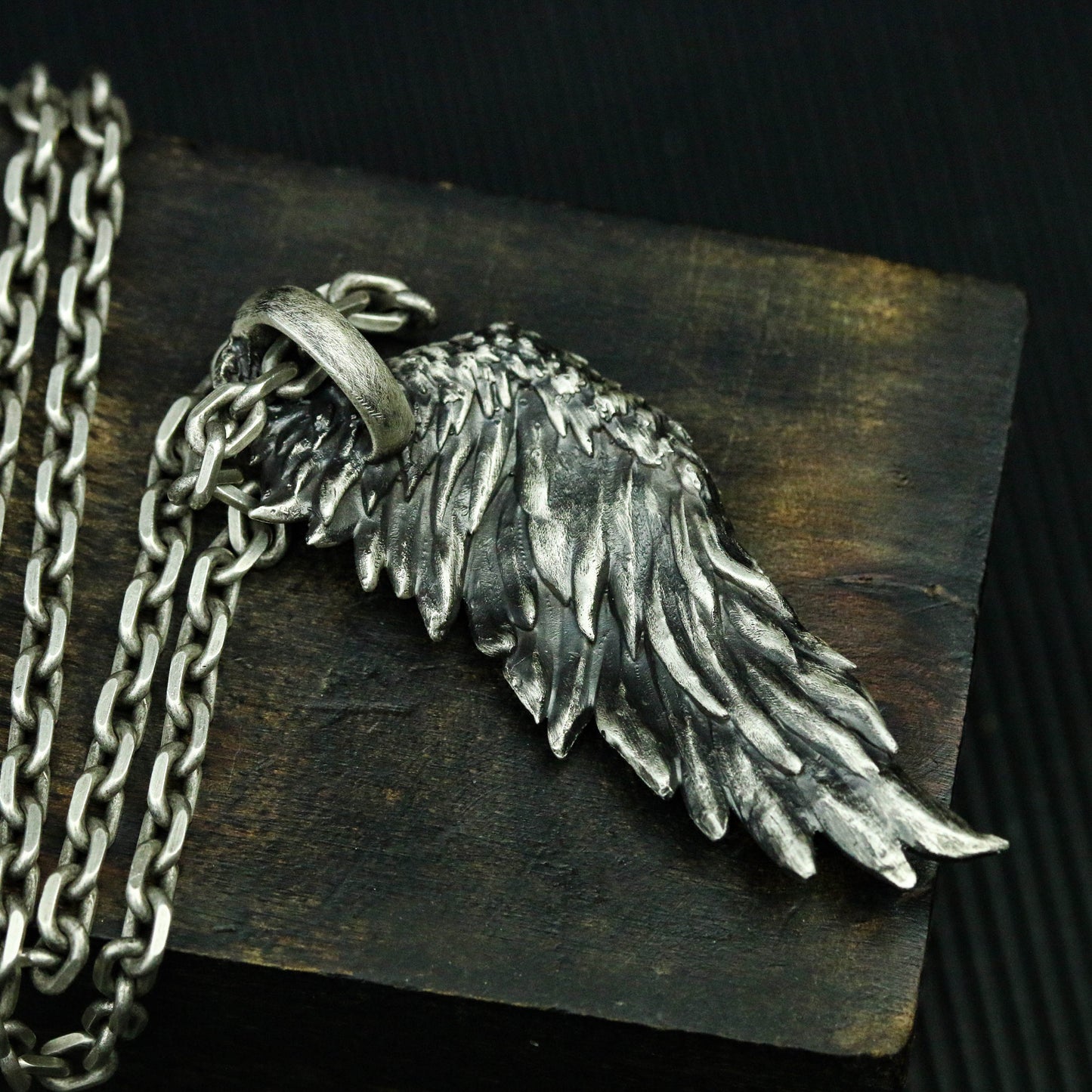 Angel wings 925 silver Necklace Pendant, flying wings indie pendant, unique sterling silver gothic vintage handmade gift-craftsman made