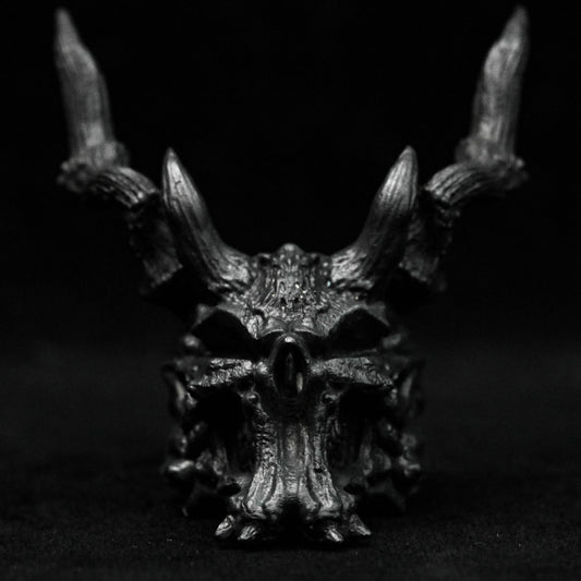 Horned Skull Ring, 925 silver skull ring, gothic style hand made sterling silver ring.