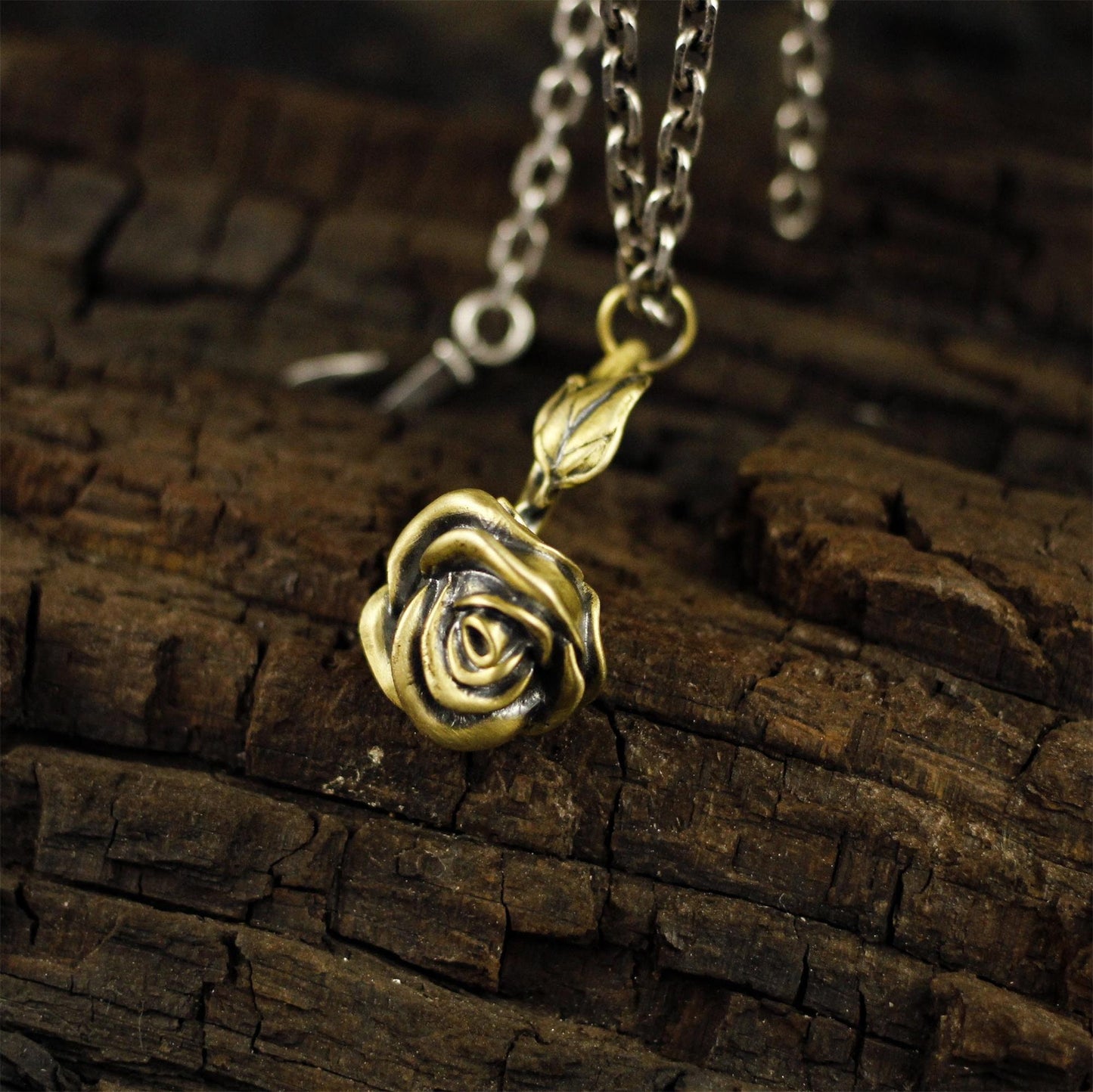 Rose flower 925 silver pendant necklace, a rose flower necklace pendant silver/brass jewelry unique gift - Craftsman made